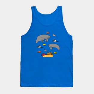 Manatee with colorful fish Tank Top